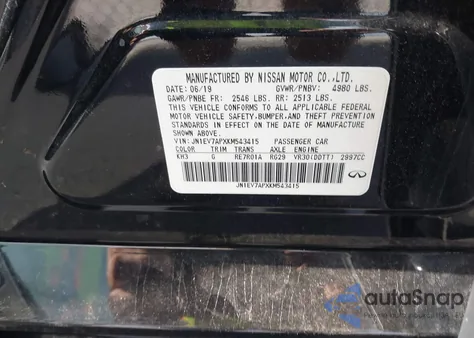 2019 Infiniti Q50 3.0T Sport from USA, damaged, VIN JN1EV7APXKM543415